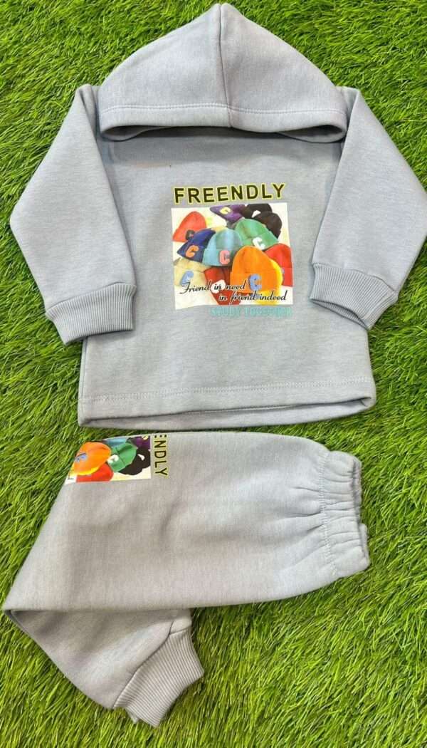 Baby Boy Grey Printed Fleece Tracksuit