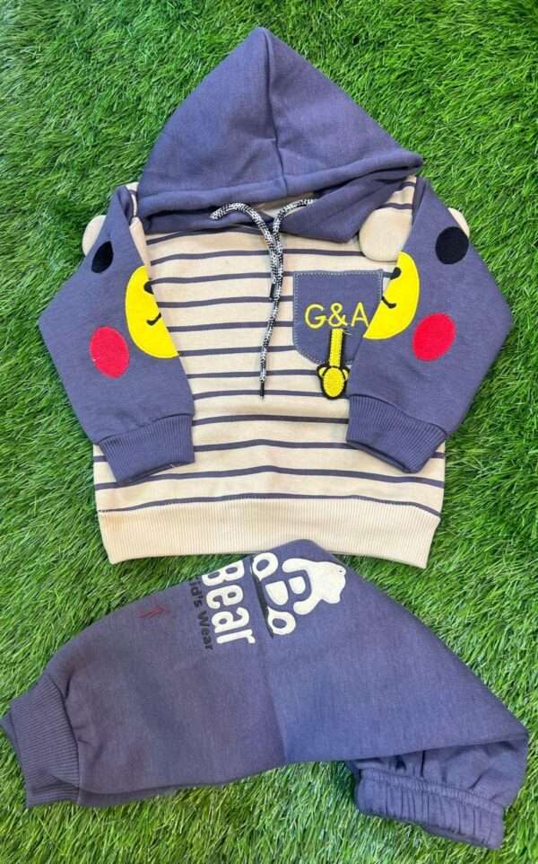 Baby Boy Grey Printed Fleece Tracksuit