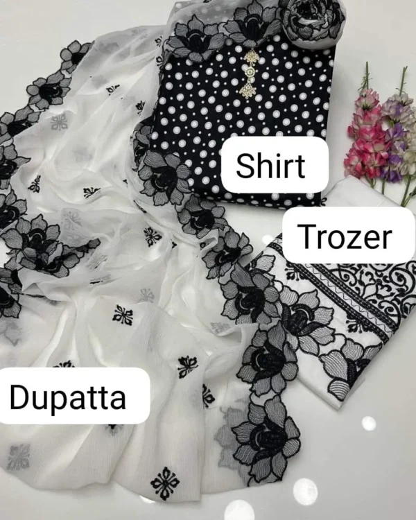 Printed Embroidered Suit