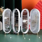 Foldable Jewelry Organizer With Mirror Earrings and Necklace