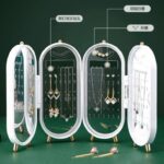 Foldable Jewelry Organizer With Mirror Earrings and Necklace