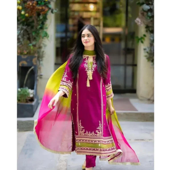 Unstitched Embroidered Suit