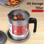 Easy Kitchen Oil Filter Pot Oil Strainer Pot Stainless Steel Grease Strainer Oil Storage Pot Oil Container Stainless Steel Oiler Tank Container Grease Keeper with Filter Dust Lid Non slip Handle for Frying Oil and Cooking Grease