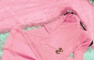 3 Pcs Women?s Stitched Chiffon Zari Embroidered Gharara Shirt