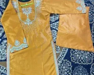2 Pcs Girl's Cotton Embroidered Kurta And Shalwar Suit