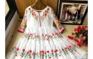 Women's Stitched Linen Printed Maxi