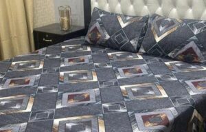 3 Pcs Crystal Cotton Printed Double Bedsheet