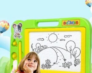 Magnetic Drawing Board for Kids Green with Animal Design