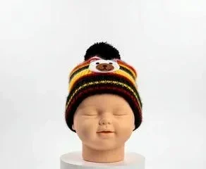Casual Brown Wool Cap for Kids