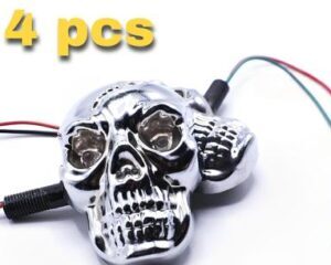 4 Pcs Universal Skull Head LED Turn Signal Indicators for Motorcycles 125cc and 70cc all bikes