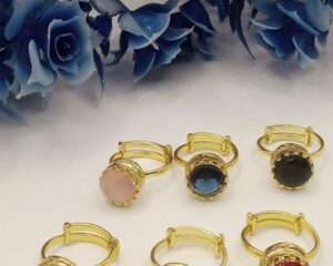 Adjustable Gold Plated Kundan Stone Rings Set of 6