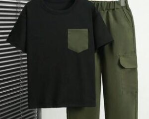 Men Black Cargo Track Suit Micro Interlock XL