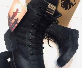 Men Black Rubber Army Boots Ankle Winter Wear