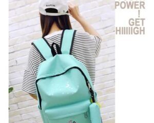 Cute Cat Print Nylon Backpack Set