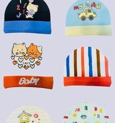 Unisex Printed Cotton Baby Caps Pack of 3