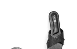 Women's Black Rexine Cross Strap Slides