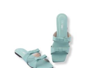 Sky Blue Women's Bow Mules Flat Shoes