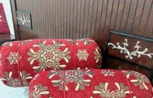 Red Velvet Jacquard Embossed Pillow Covers 2 Pcs 37x17