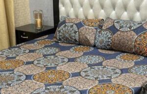 Crystal Cotton Printed Double Bedsheet Set with Pillow Covers