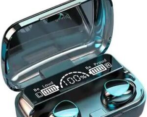 Black Noise-Cancelling Bluetooth Earbuds with Charging Case